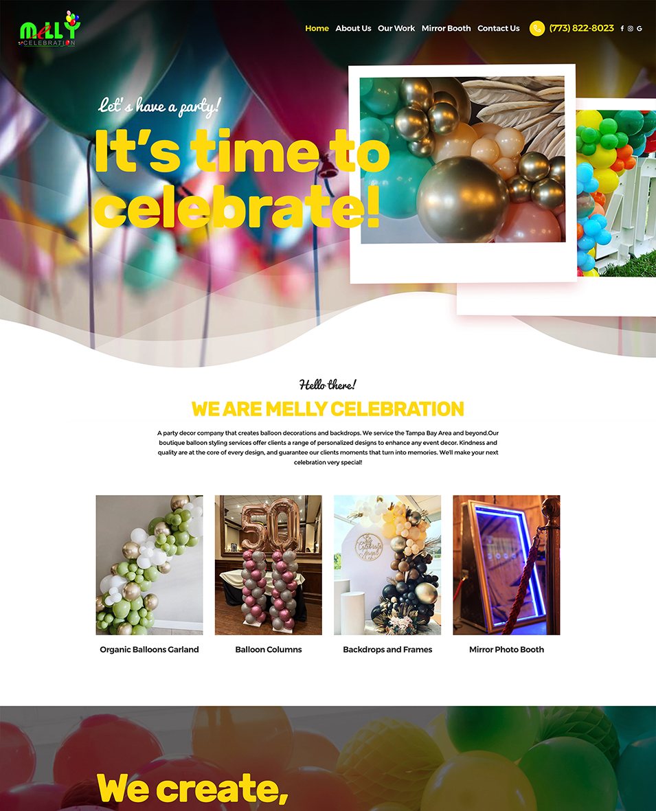 responsive site development for party balloon decorations in tampa bay area florida