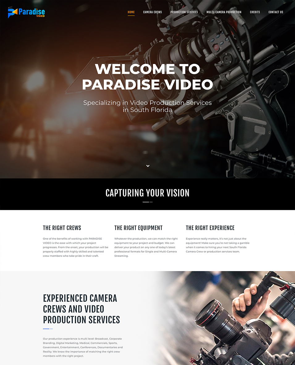 webpage design for videographer business in seminole florida